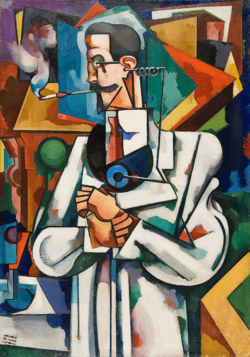 Retrato geométrico de vivos colores de un médico, obra de Amadeo de Souza-Cardoso