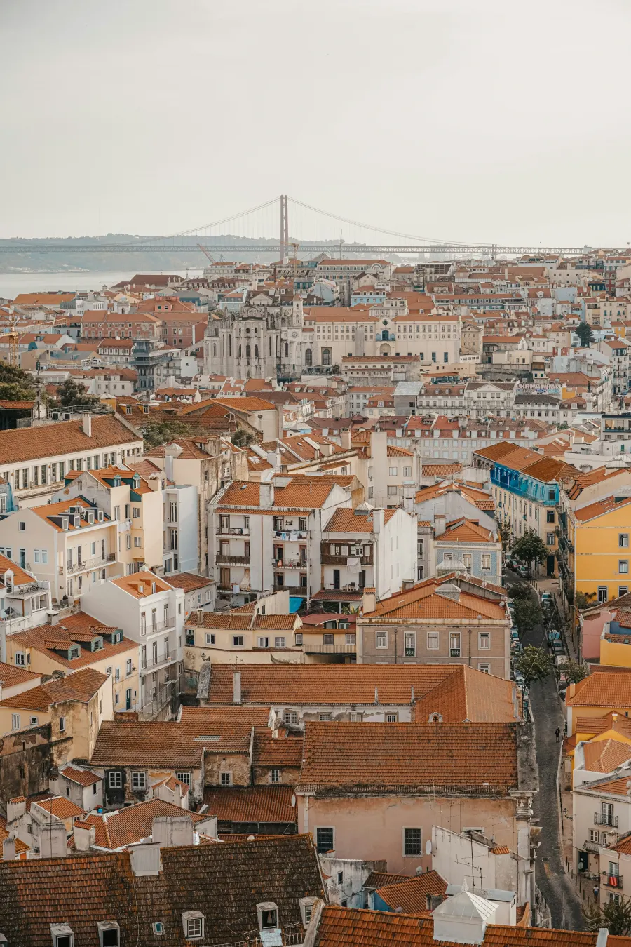 Lisbon and the Tagus bridge seen from Graça