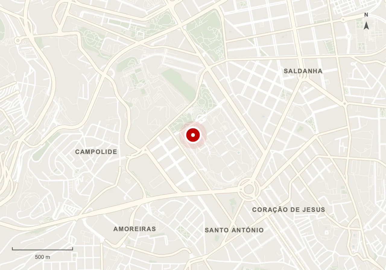 Mapa da zona de referência de Estufa Fria em Lisboa