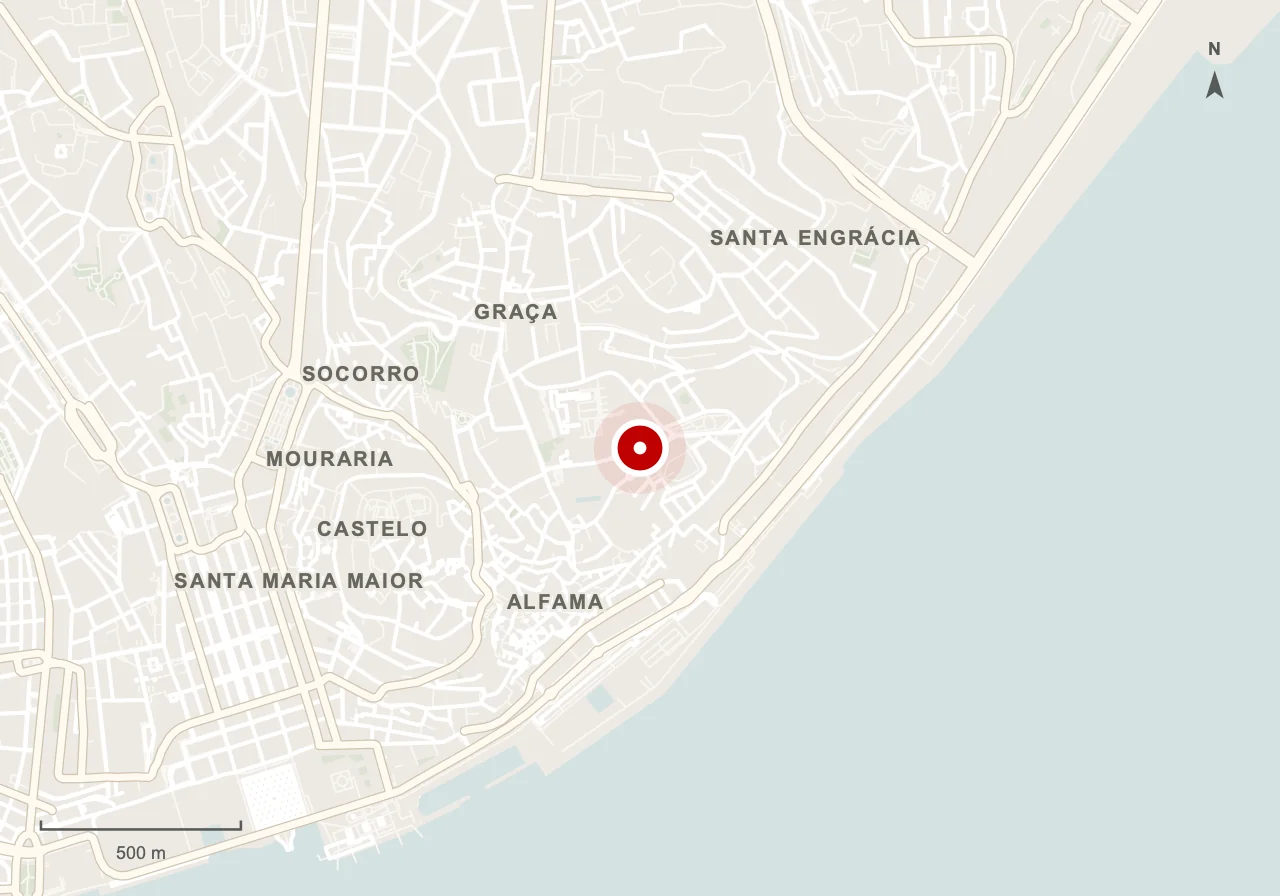 Mapa da zona de referência de Feira da Ladra em Lisboa