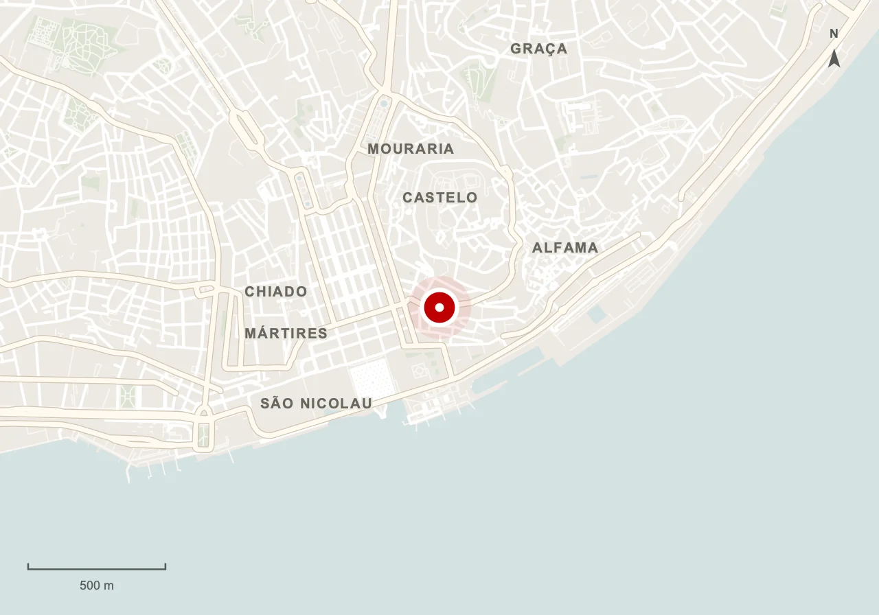 Map showing St Anthony’s Church in Lisbon