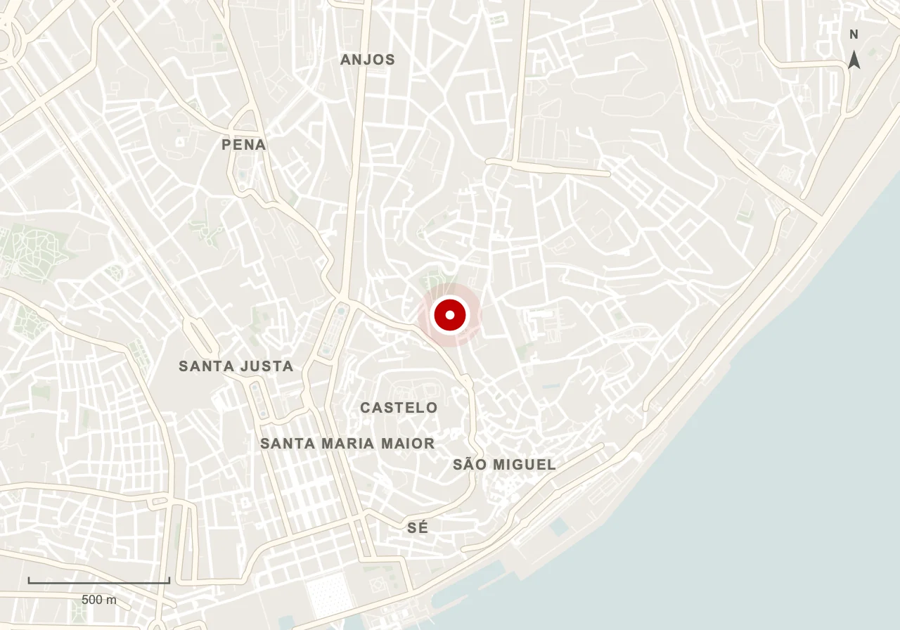 Map showing Graça Viewpoint in Lisbon