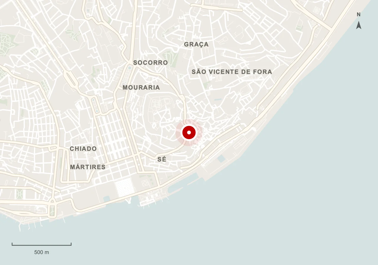 Map showing Santa Luzia Viewpoint in Lisbon