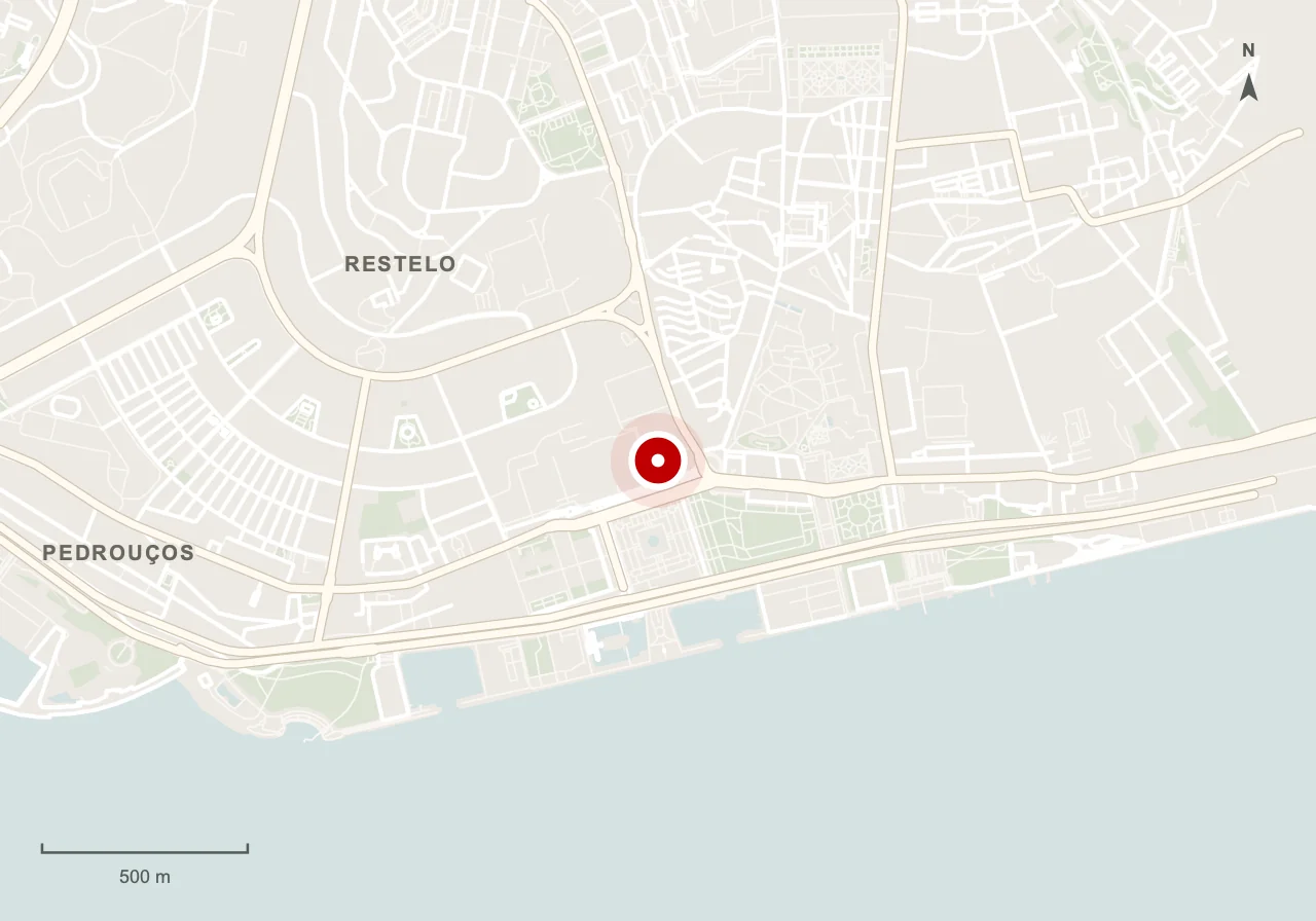 Map showing Jerónimos Monastery in Lisbon