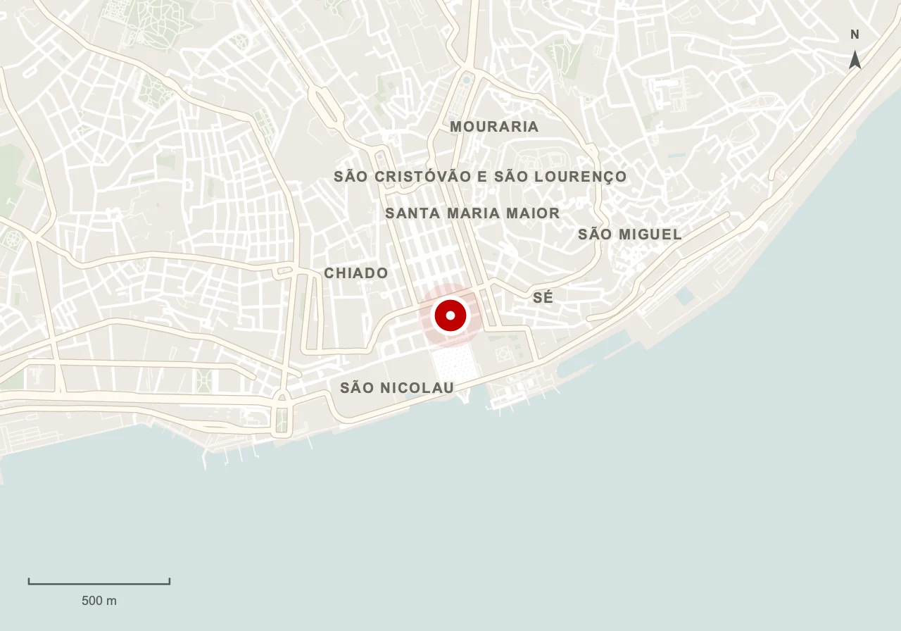 Map showing MUDE - Design Museum in Lisbon