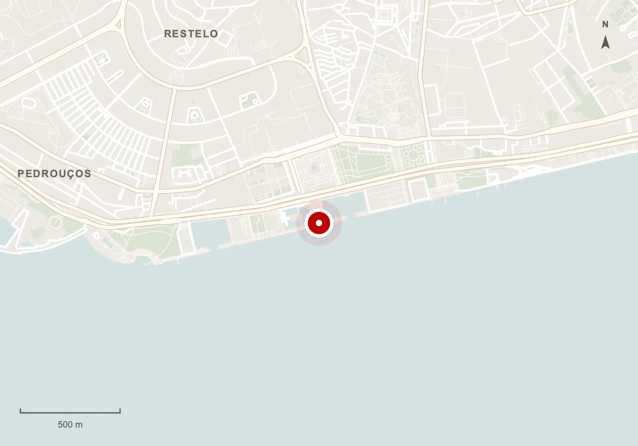 Map showing Monument to the Discoveries in Lisbon