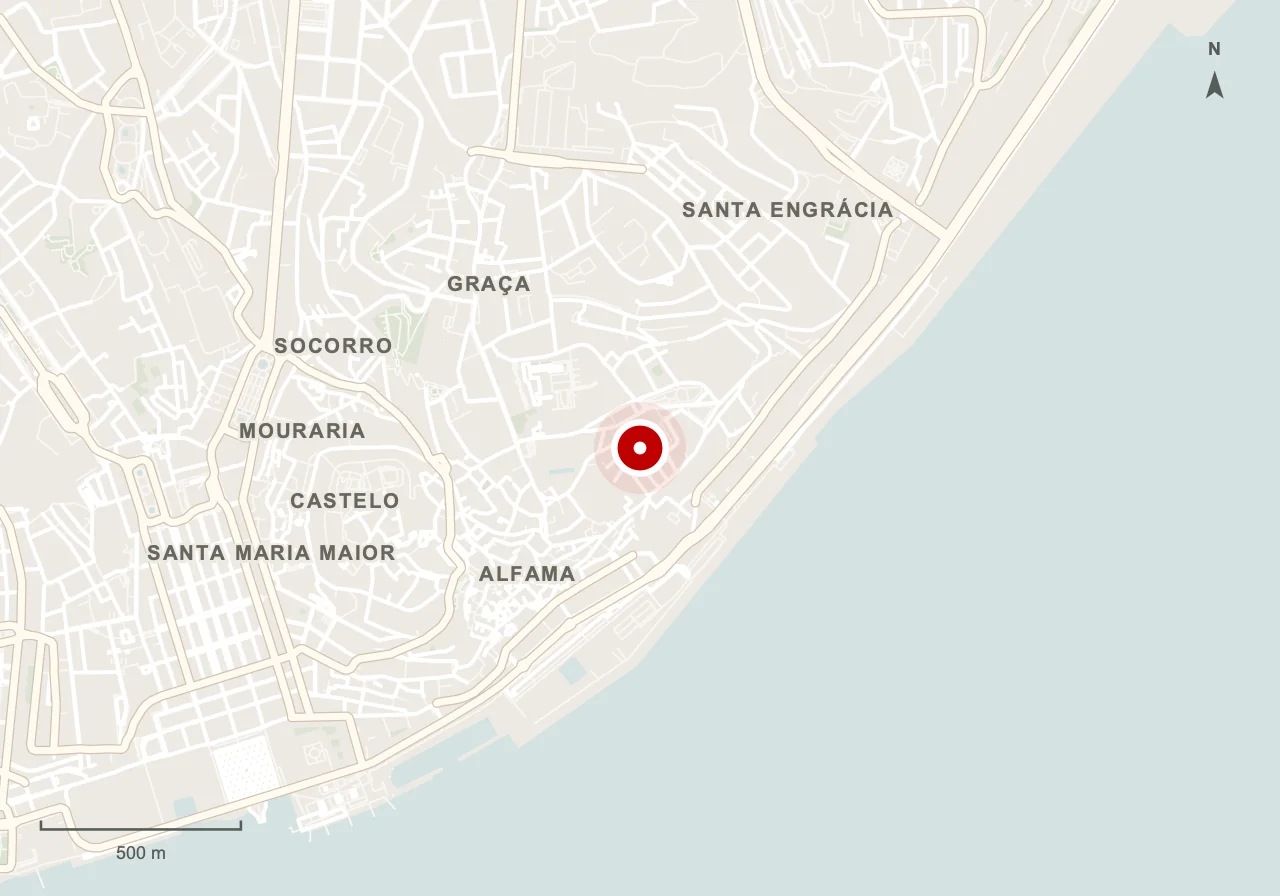 Mapa de Panteão Nacional em Lisboa