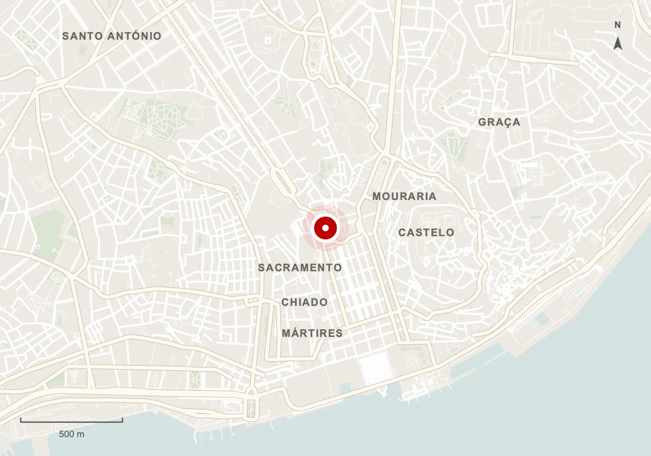 Mapa de Plaza de Rossio en Lisboa