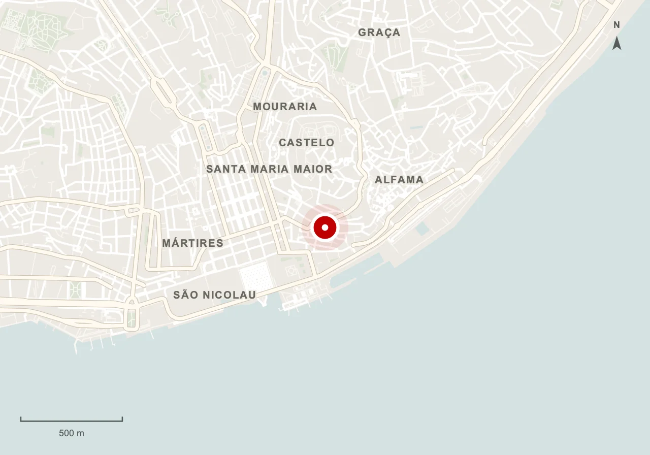 Map showing Lisbon Cathedral in Lisbon