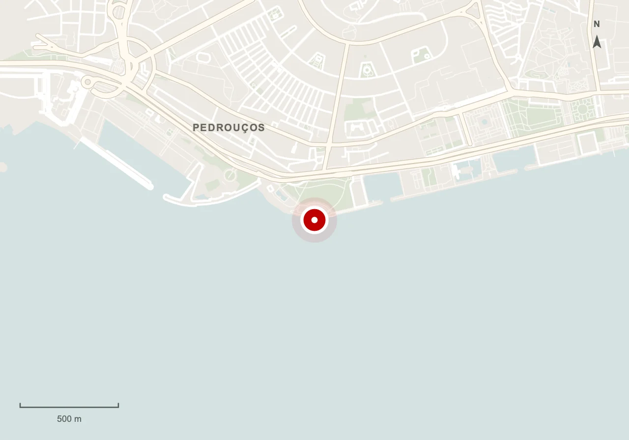 Map showing Belém Tower in Lisbon